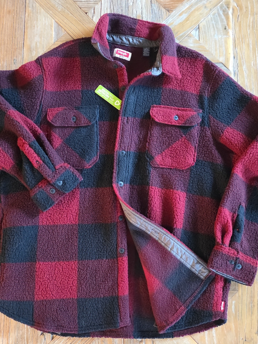 WRANGLER cozy fleece button up shacket overshirt jacket XL